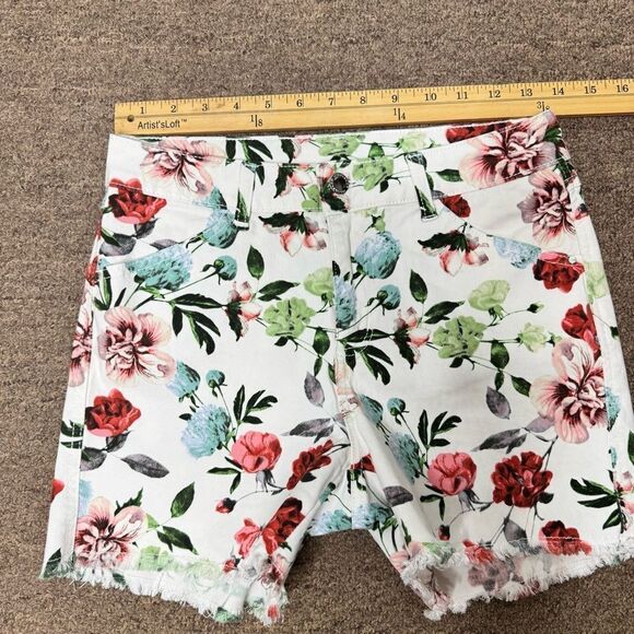 Workshop Republic floral print raw edge cut off shorts size 4 - Picture 5 of 7